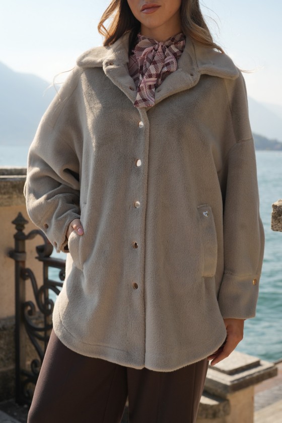 Plush overshirt coat