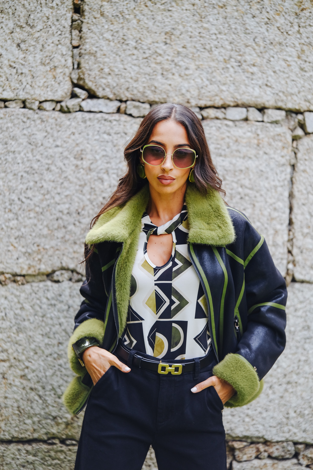 Aviator jacket with fur