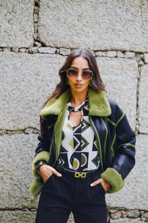 Aviator jacket with fur