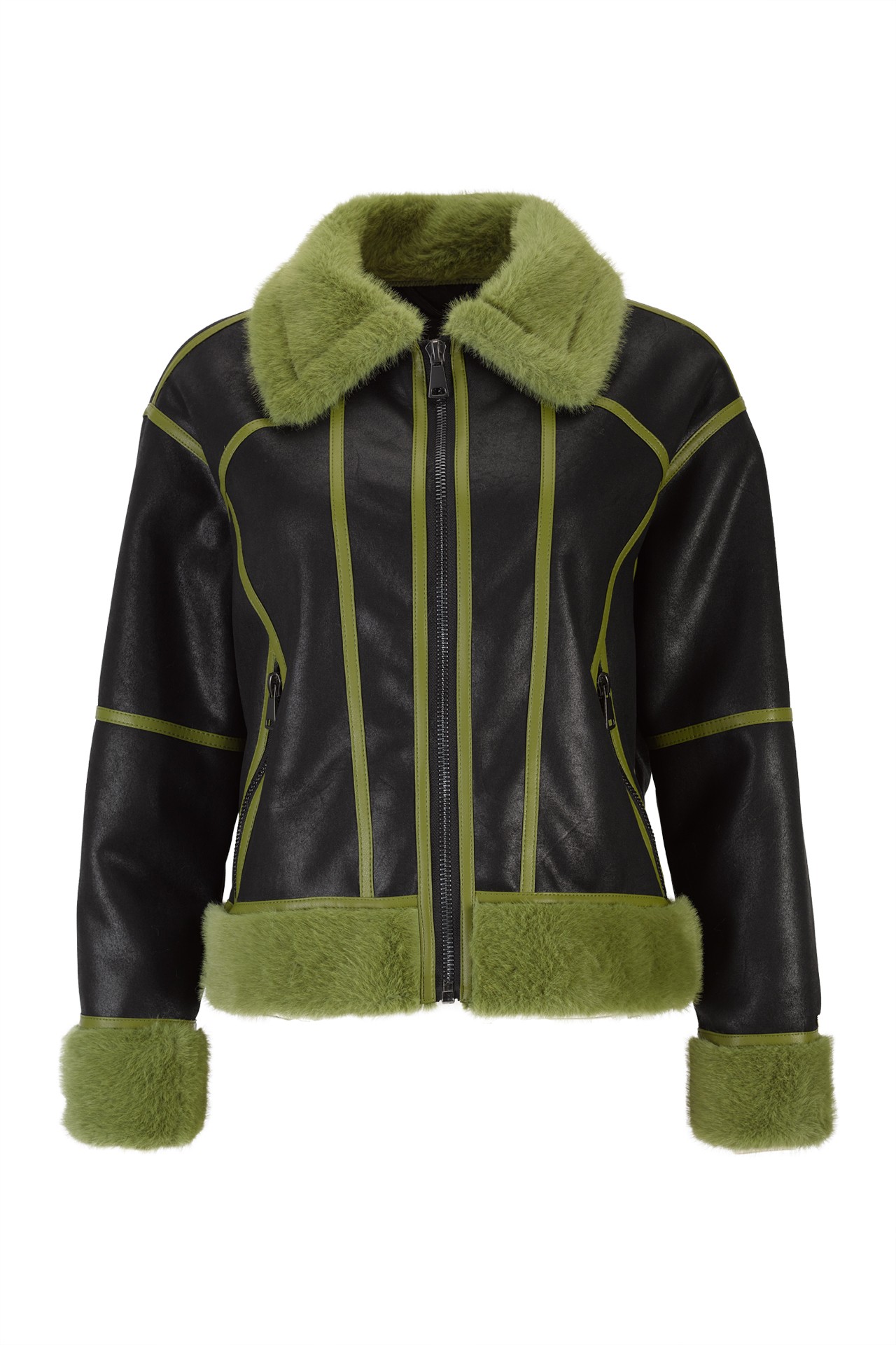 Aviator jacket with fur