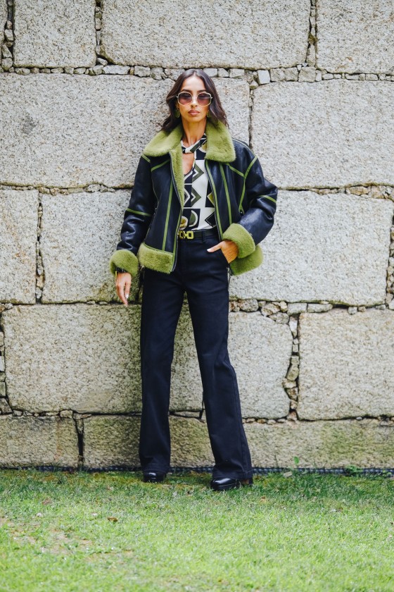 Aviator jacket with fur