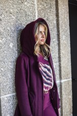 Abrigo anorak de lana con capucha