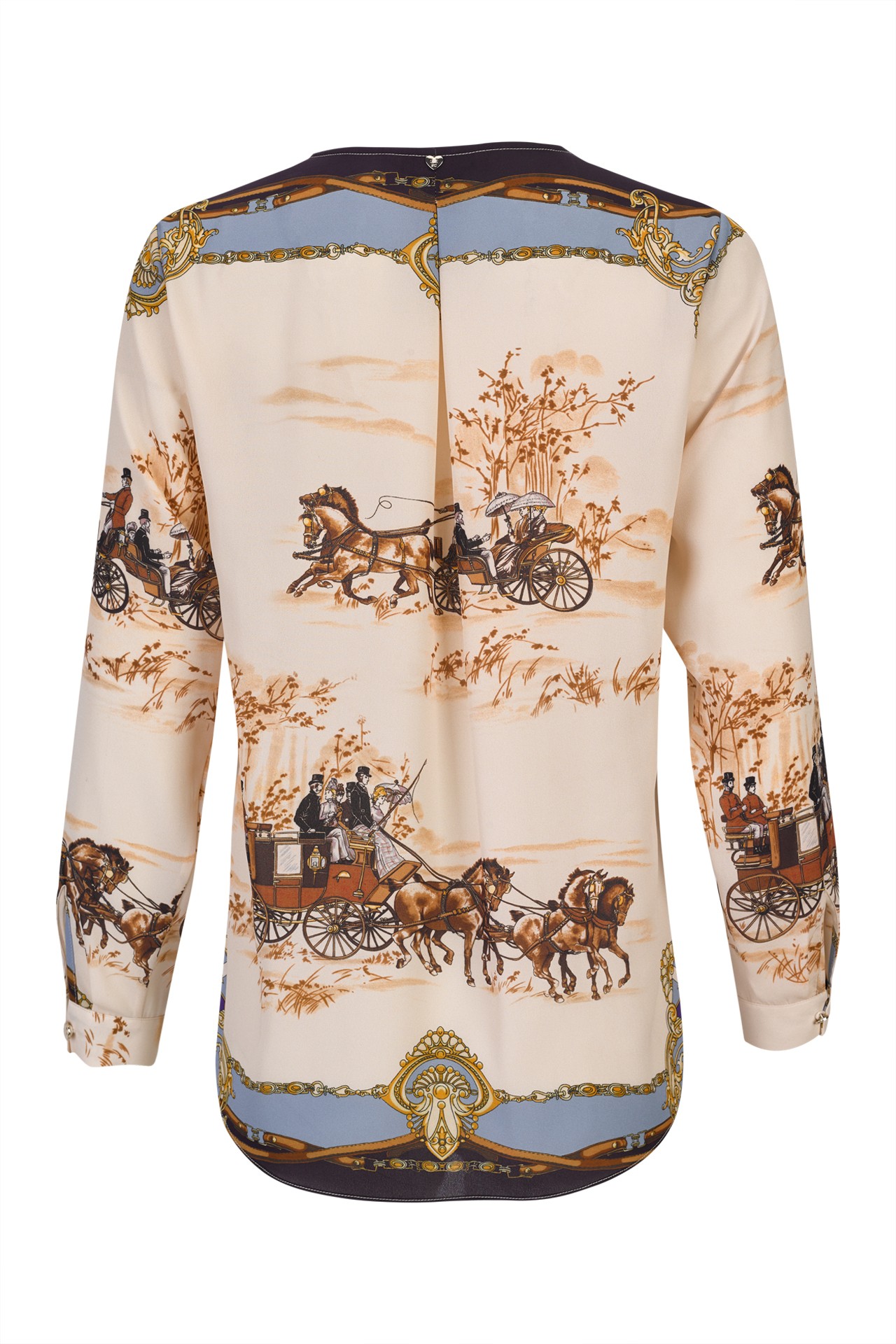 Printed tunic with bow and gold eyelets