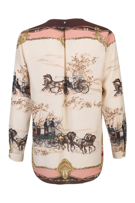 Túnica estampada com laço e ilhós dourados