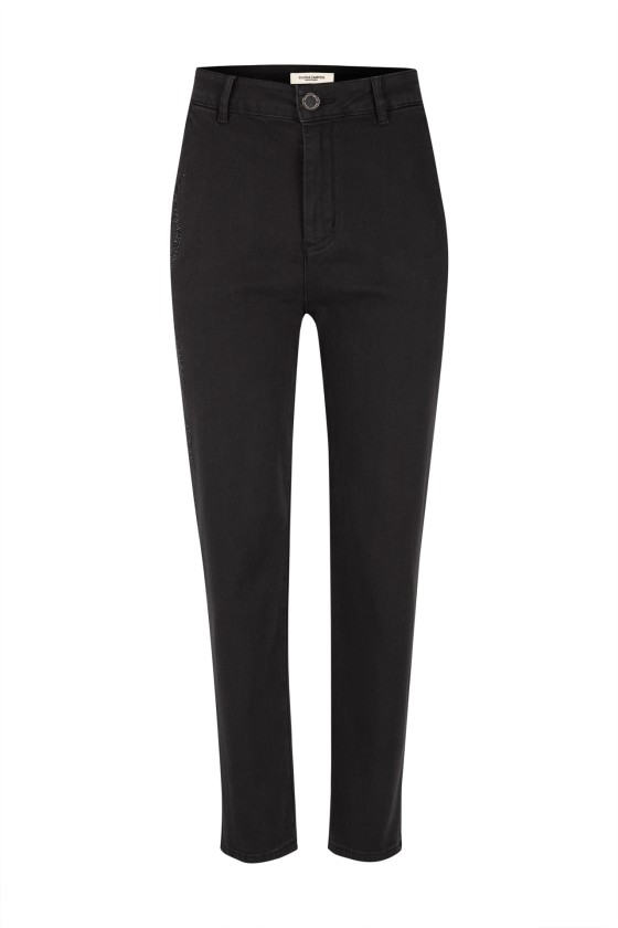 Denim trousers with rhinestones