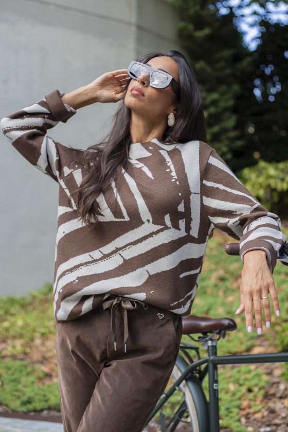 Camisola oversize com padrão zebra