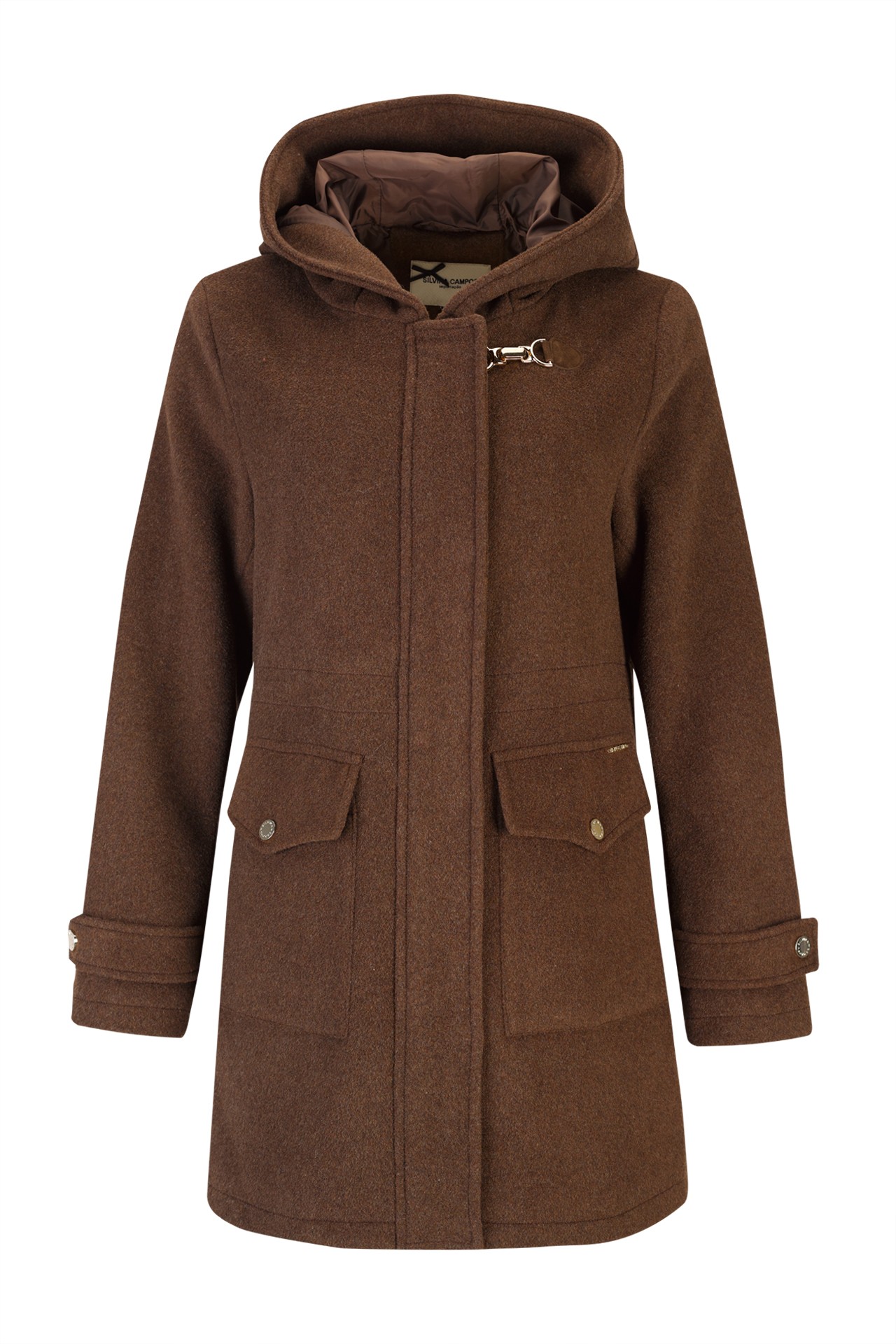 Hooded wool anorak coat