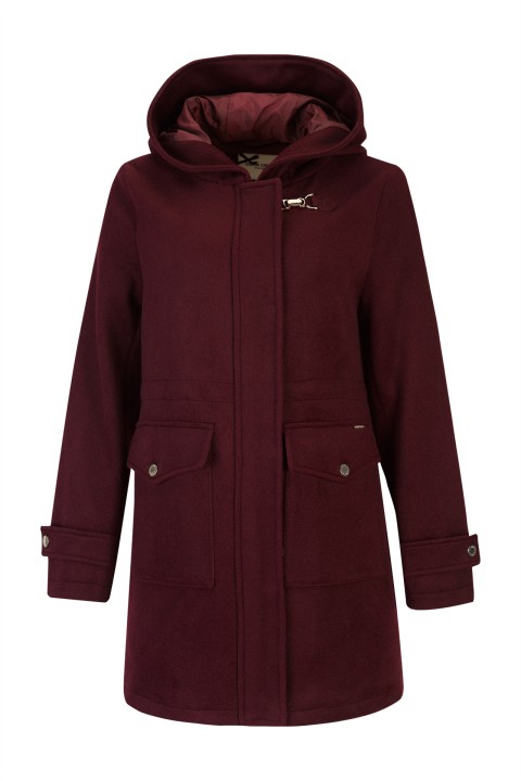 Abrigo anorak de lana con capucha